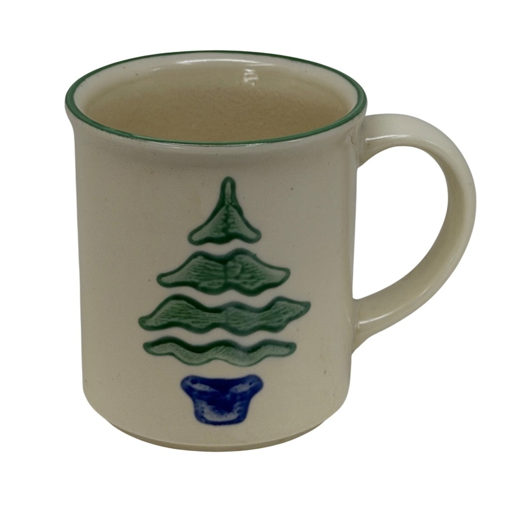 Pfaltzgraff Mug Nordic Christmas Tree Cream Green Holiday Coffee Cup Tea Stein